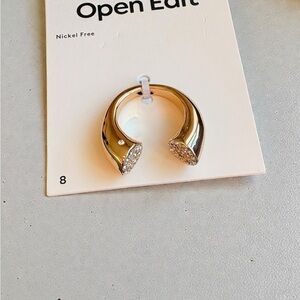 Open Edit Gold Open Ring with Crystal Accents